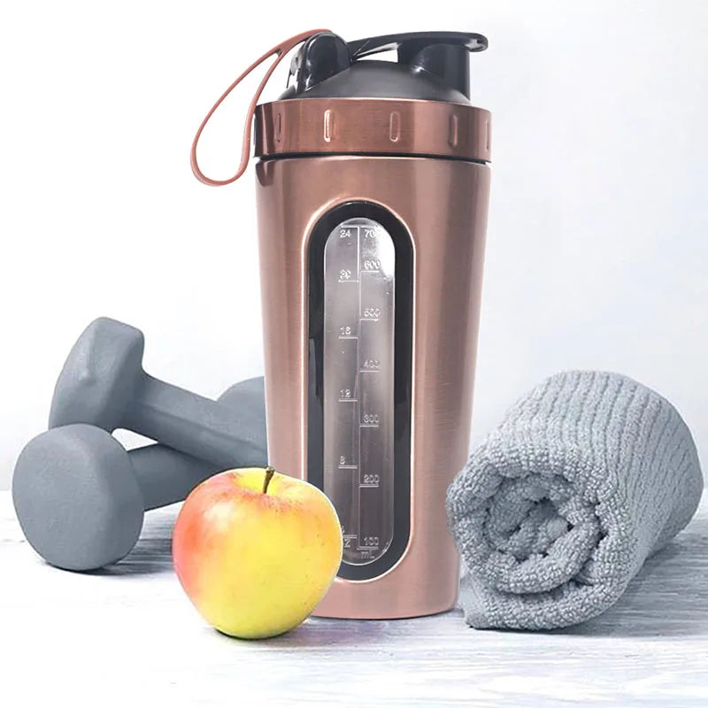LOGO Custom Whey Protein Powder Sports Shaker Bottle Tainless Steel Shaker Bottle Leakproof Gym Nutrition Vacuum Blender Cup