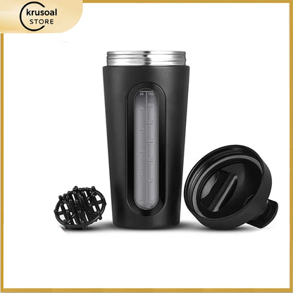 LOGO Custom Whey Protein Powder Sports Shaker Bottle Tainless Steel Shaker Bottle Leakproof Gym Nutrition Vacuum Blender Cup